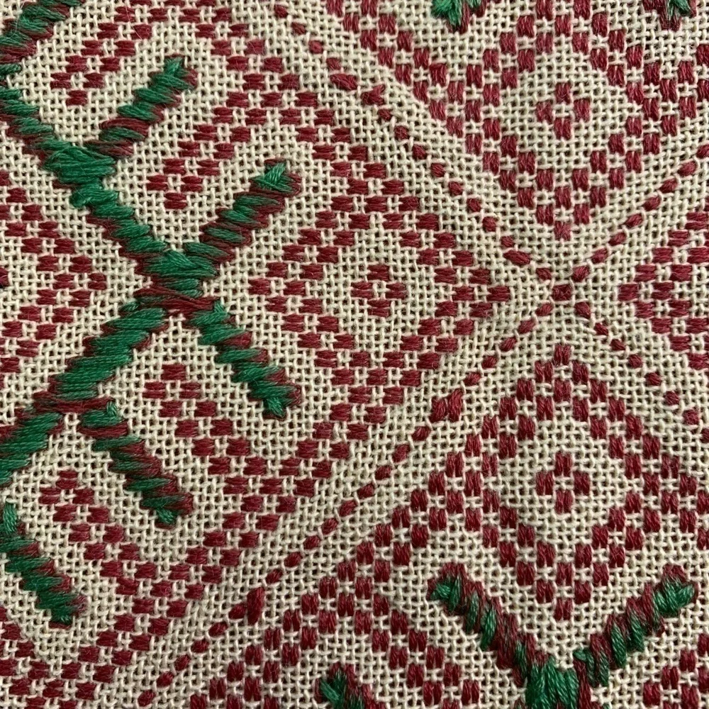 Woven Fabric Table Square Red Vintage Global Decor Boho 10